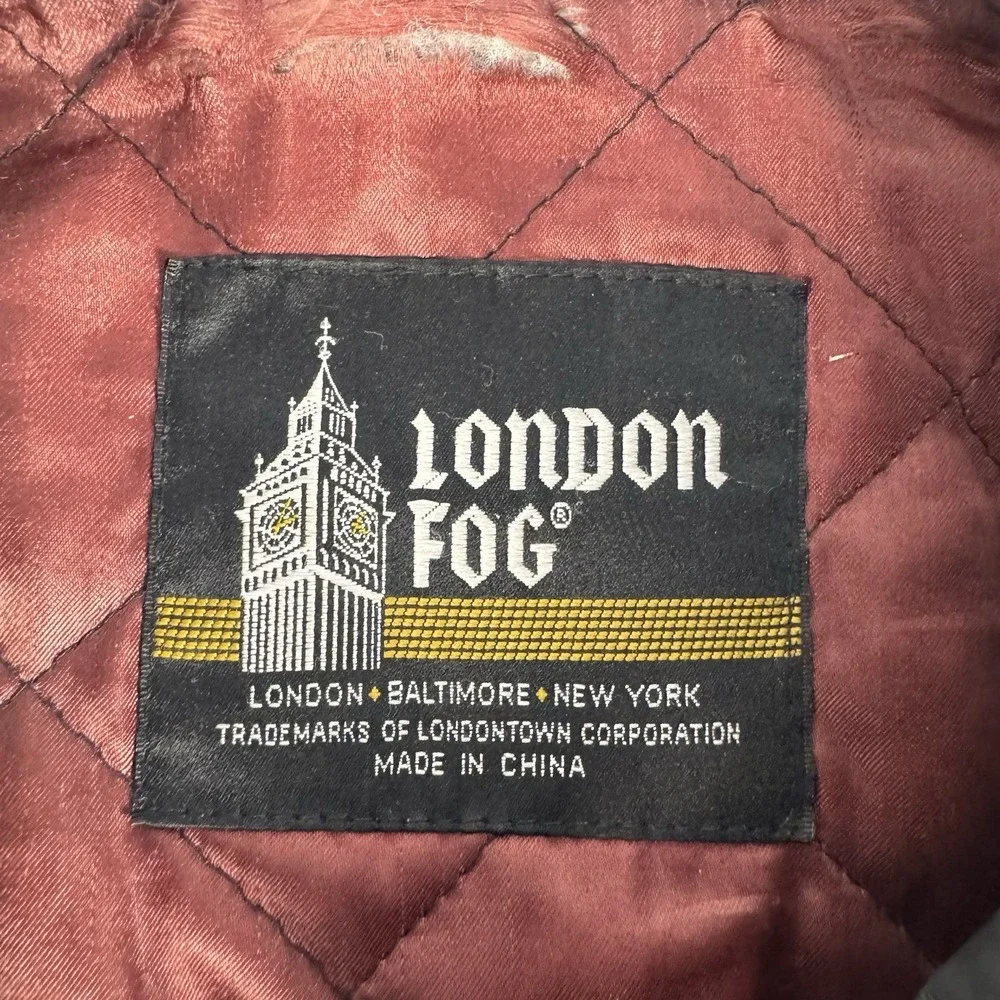 Vintage London Fog Black Leather Jacket‎ Quilted Lined XL Y2K Grunge 90s 80s